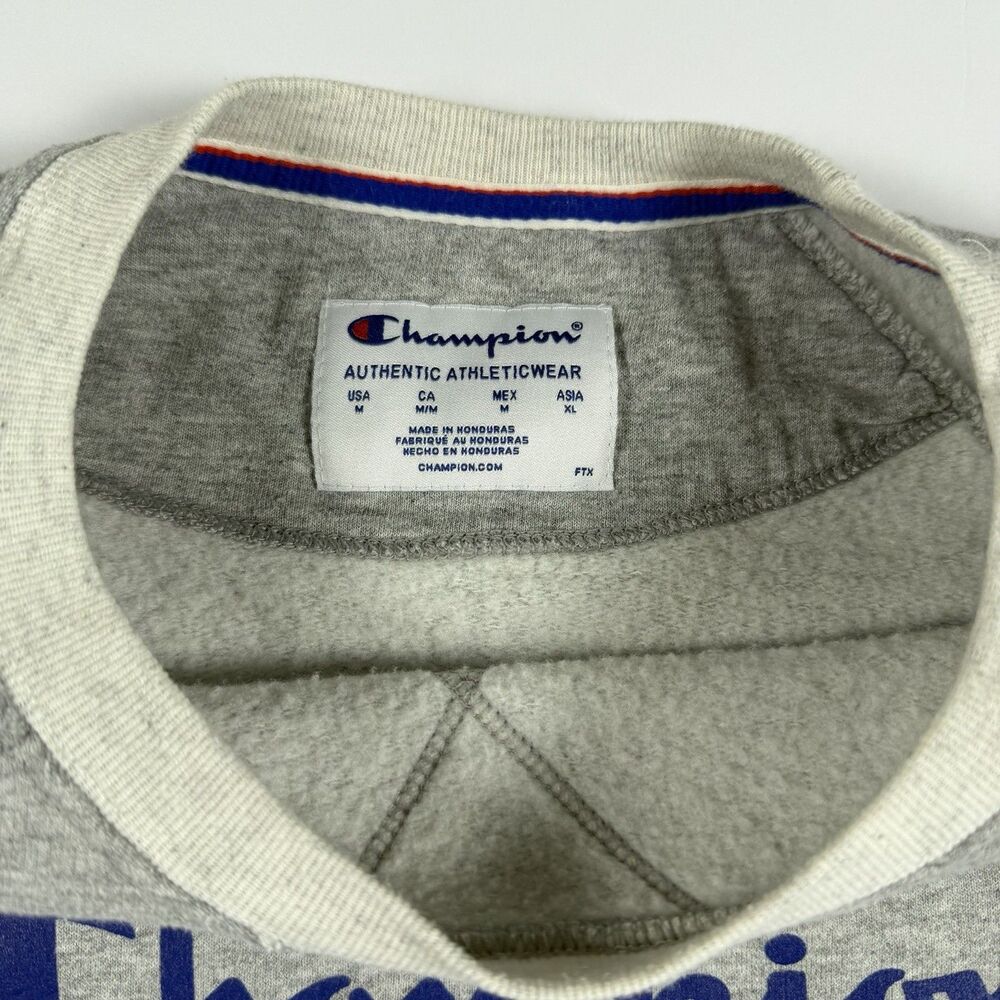Champion Authentic Athleticwear Script Logo Crewneck Sweatshirt Gray M - Picture 4 of 7